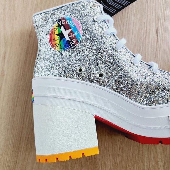 Rare CONVERSE CHUCK 70 DELUXE 10.5 Wmn Shoes Heel Boots Platform Glitter A06028C - Picture 11 of 12